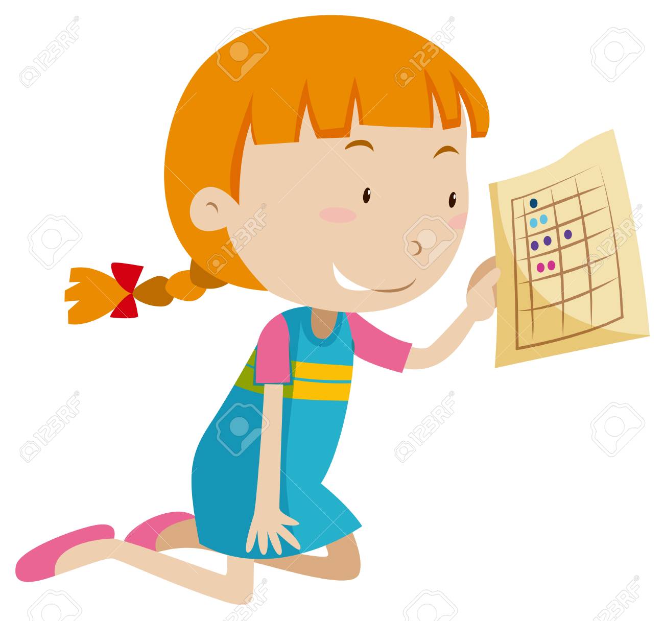 a girl holding a worksheet illustration royalty free svg cliparts vectors and stock illustration image 103863745