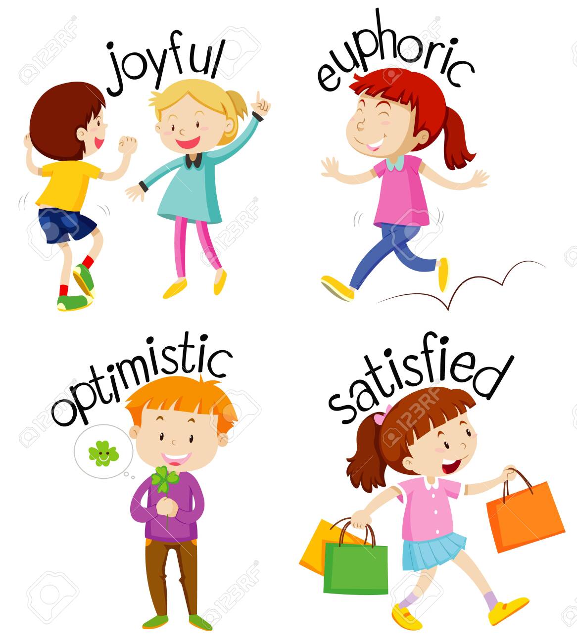 Set Of Children Doing Activities With Adjectives Illustration ...