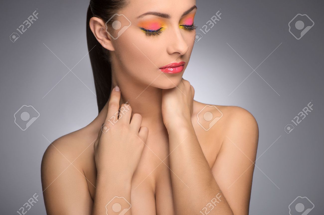 Young Naked Women With Beautiful Make Up Keeping Eyes Closed Young Naked Women With Beautiful Make Up Keeping Eyes Closed