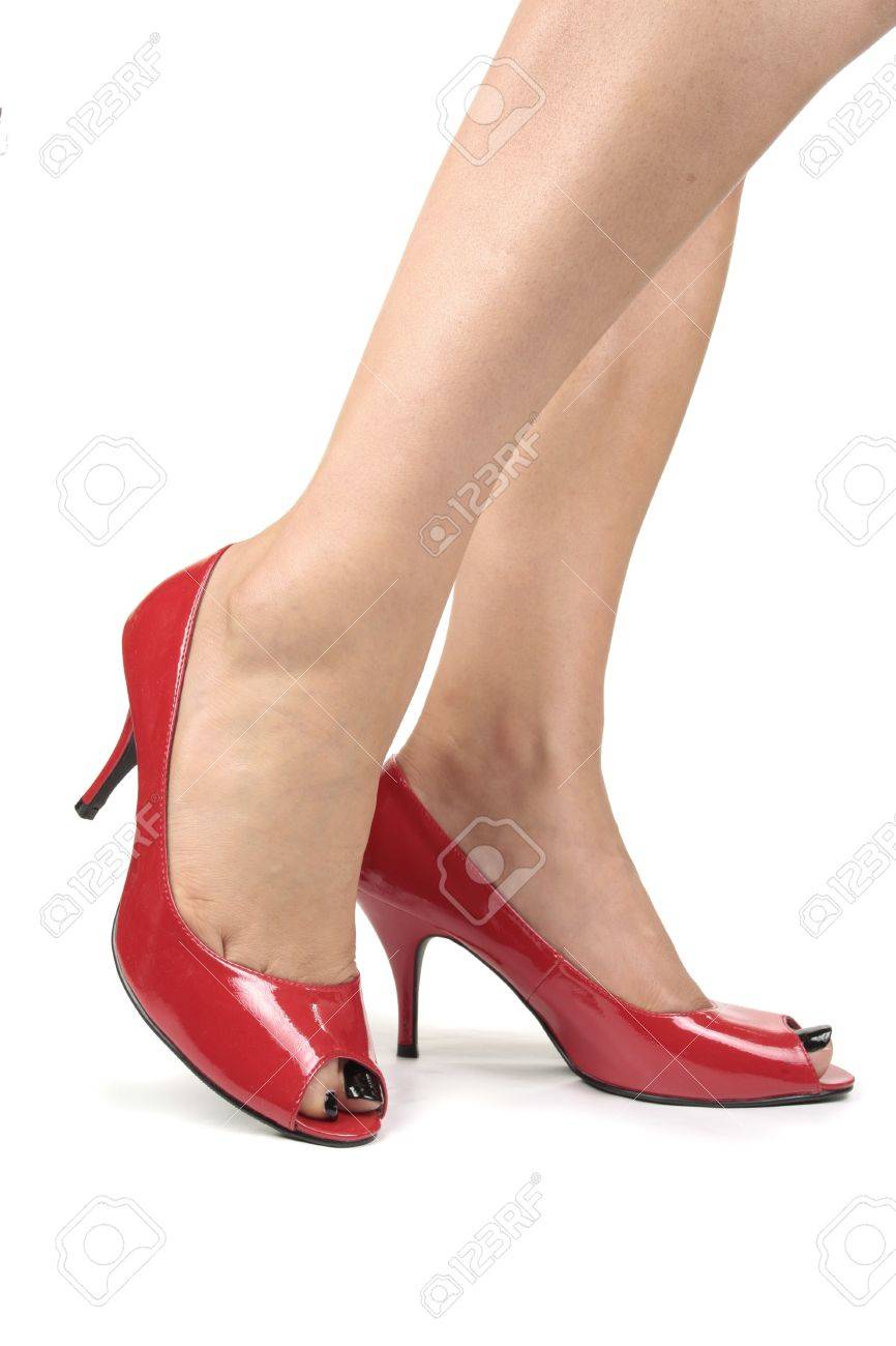 Con Zapatos Sobre Piernas Aislados Tacón Fondo Rojos Mujer De qtpPxwPEZ