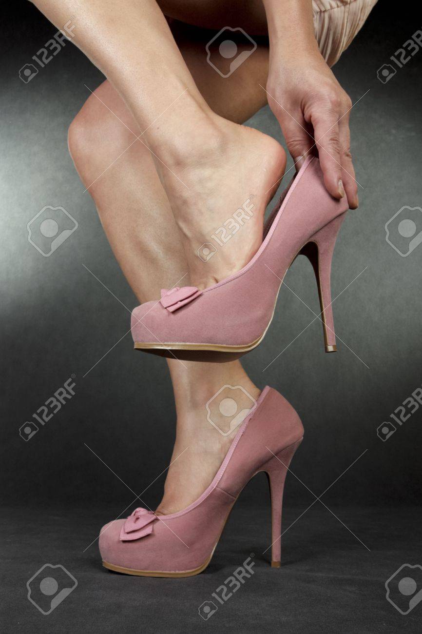 putting on high heels