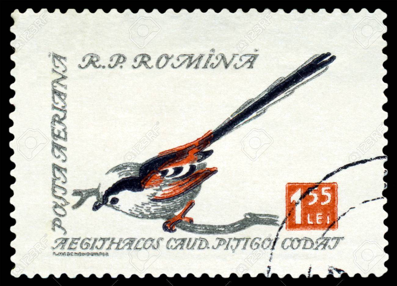 Roumanie Circa 1959 Timbre Imprimé Par La Roumanie Montre Oiseaux Mésange à Longue Queue Aegithalos Caudatus De La Série Oiseaux Vers 1959