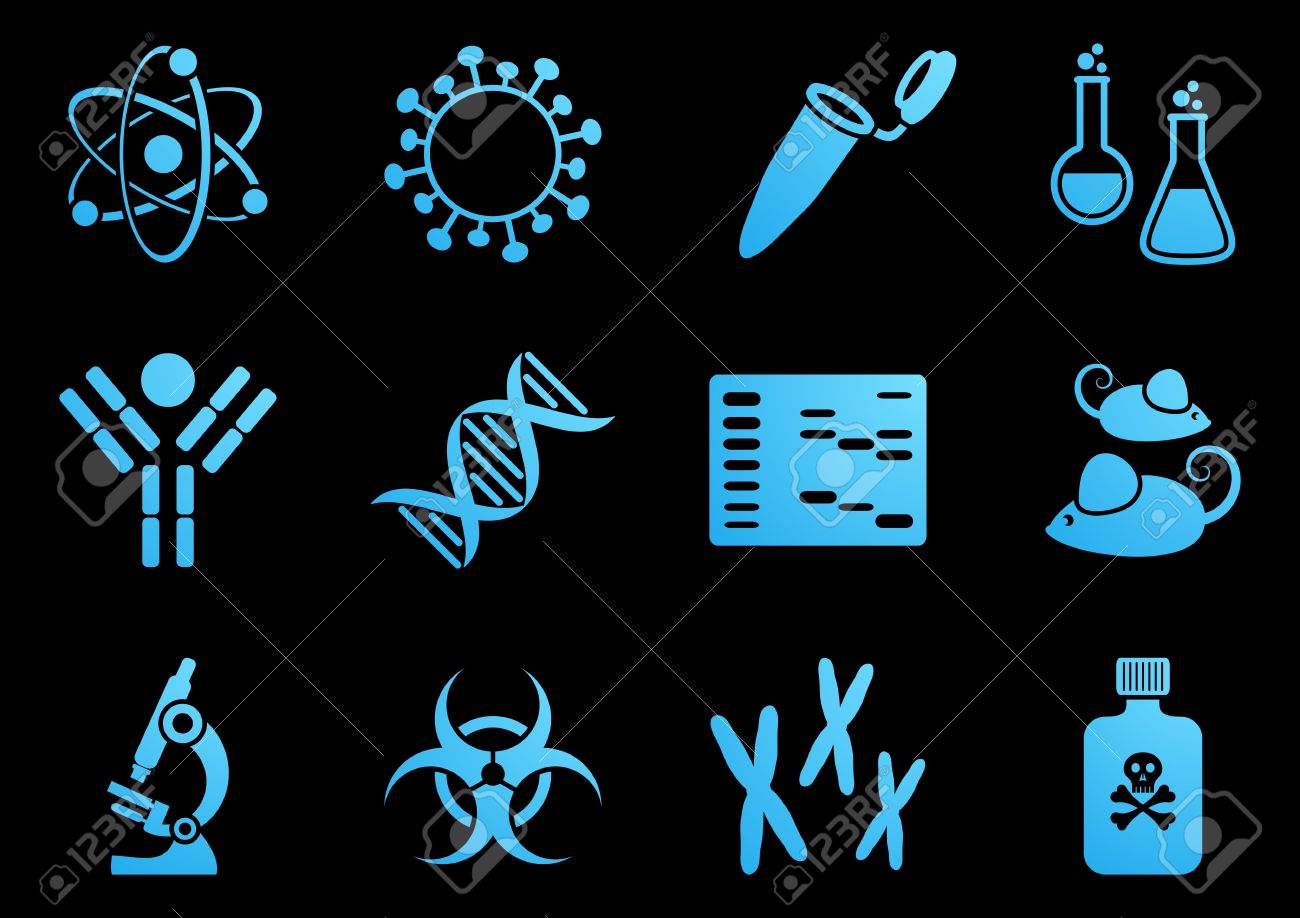 set of twelve modern molecular biology science icons royalty free