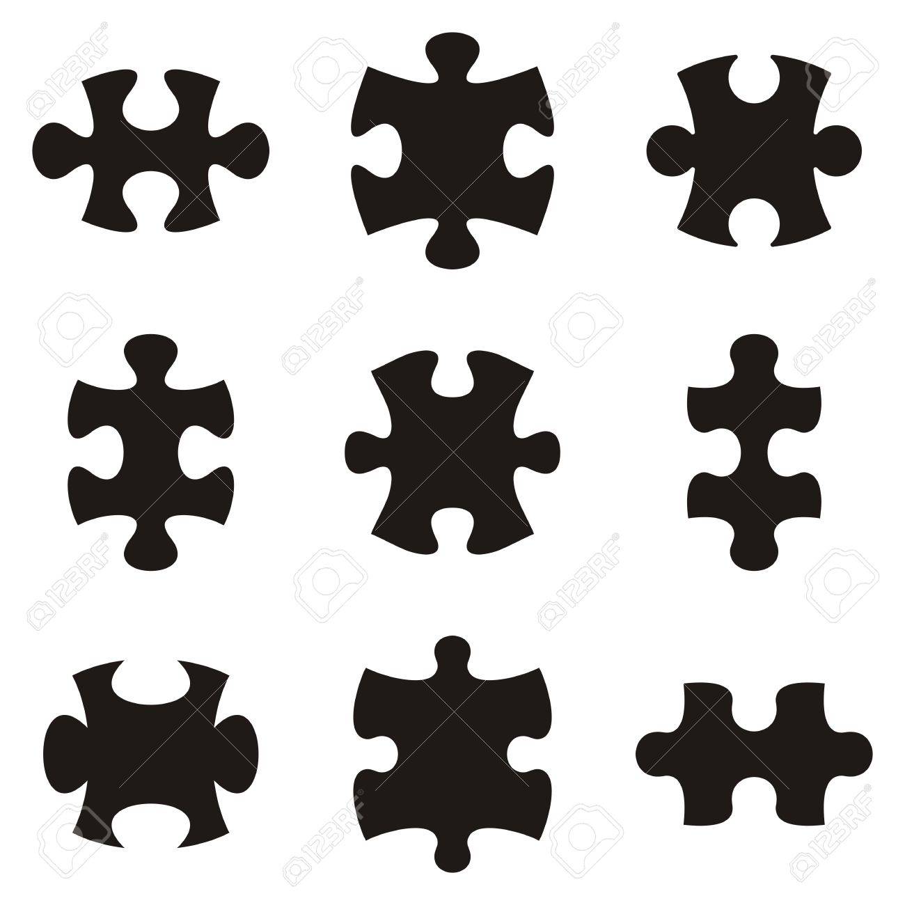 set of various black puzzle piece shapes isolated royalty free puzzle piece shapes