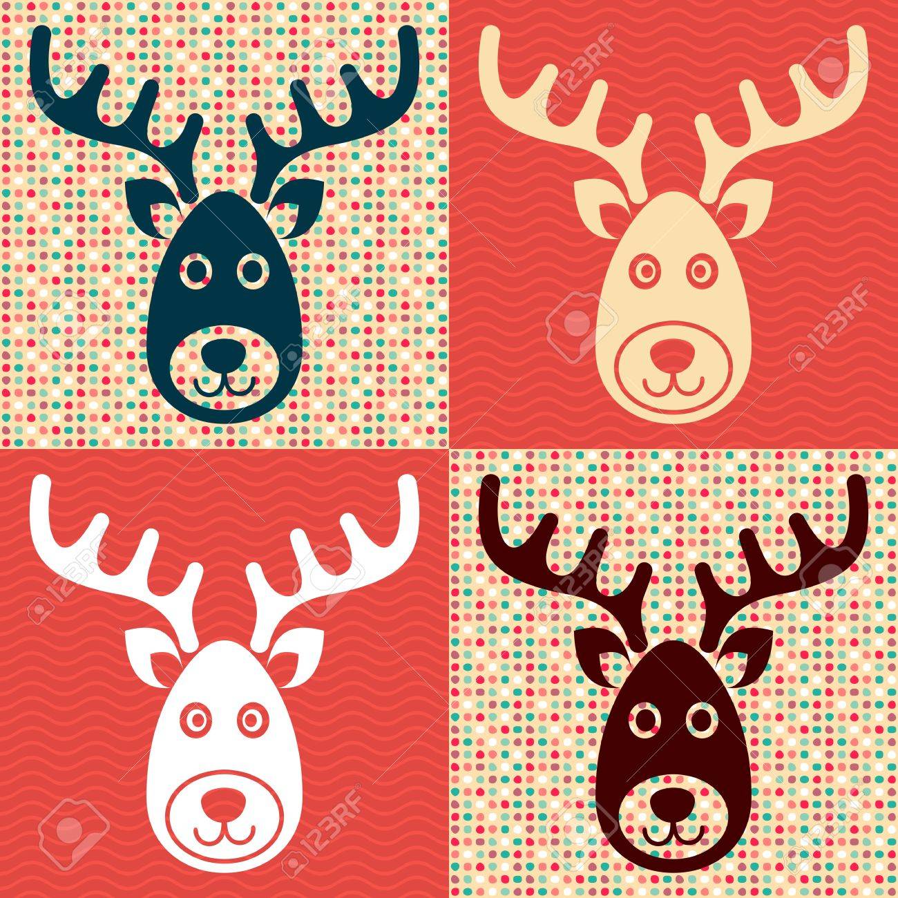 Sfondi Natalizi Renne.Vettoriale Vector Renne Faccia Icone Di Natale Su Sfondi Retro Image 33422595
