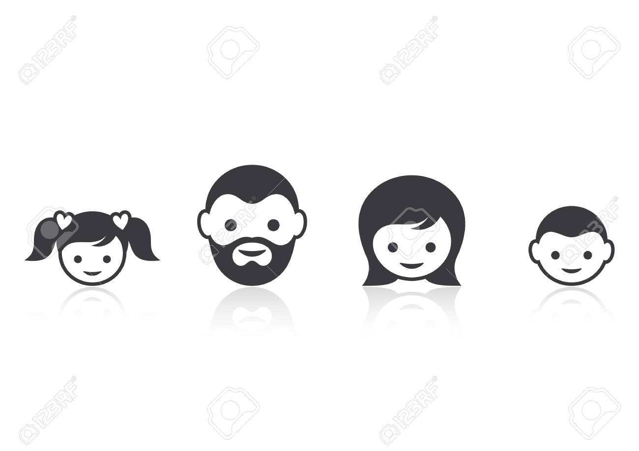 家族に直面する反射ベクトル イラスト アイコンのイラスト素材 ベクタ Image
