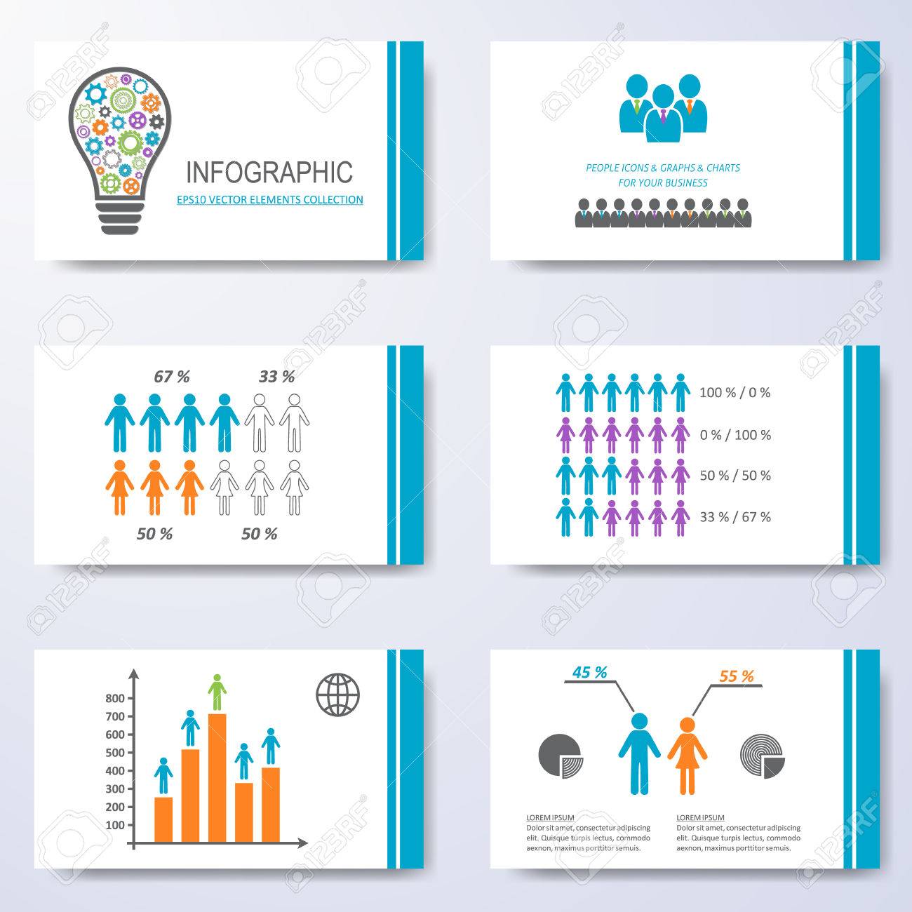 vector template for presentation slides with demographic icons