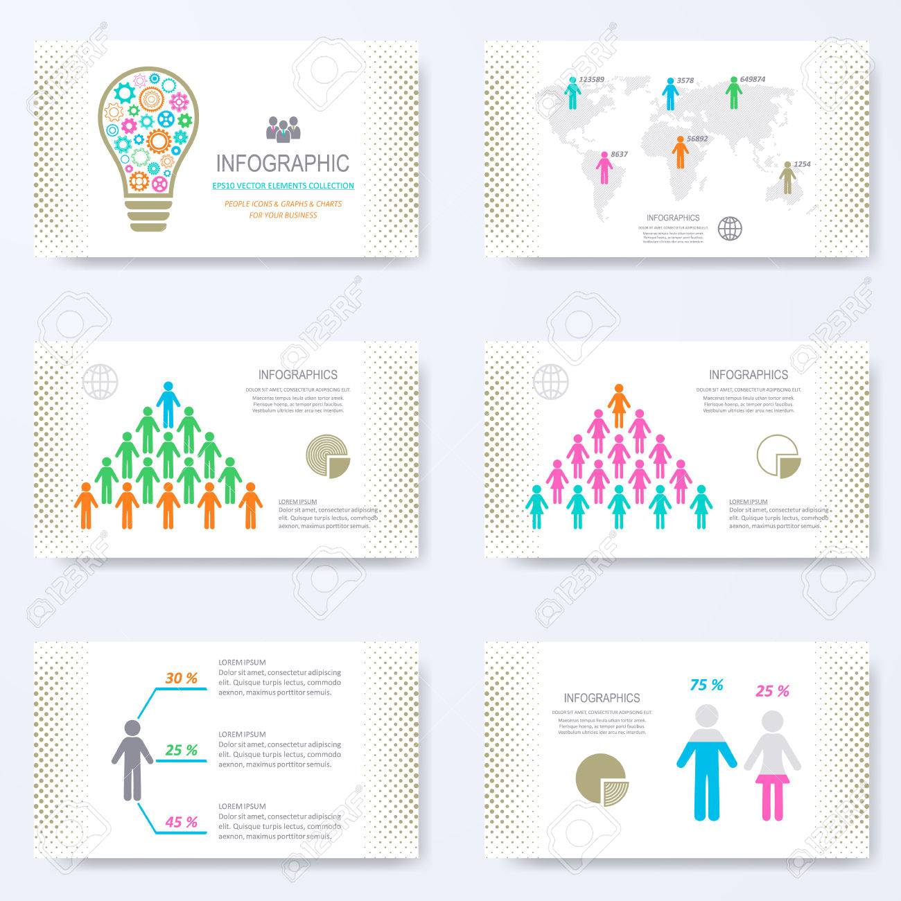 template for presentation slides with demographic signs royalty free