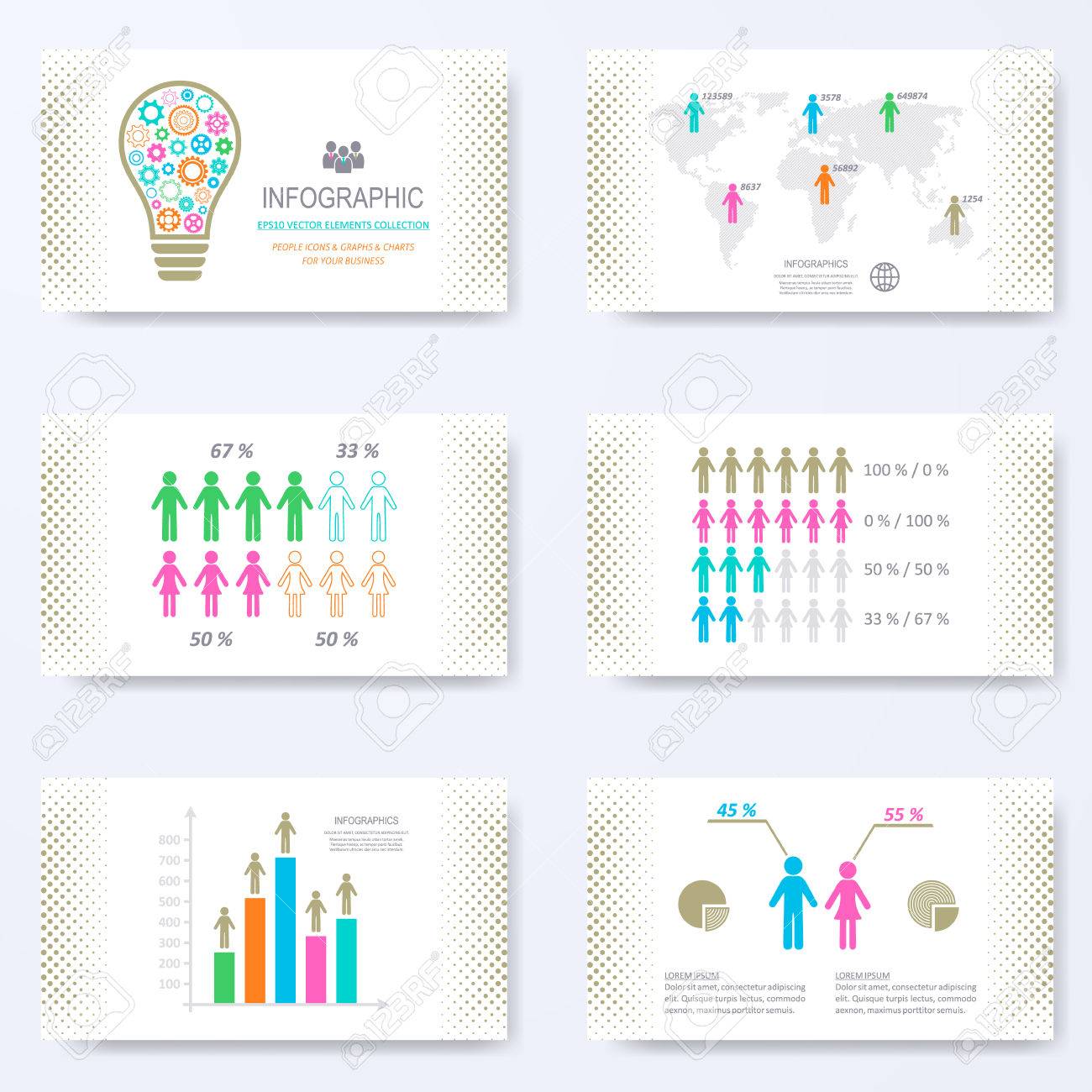 template for presentation slides with demographic signs royalty free