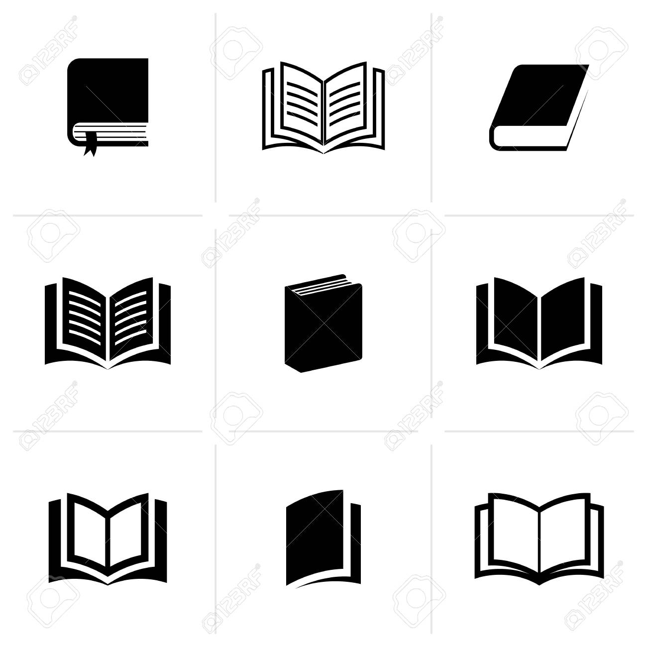 白い背景に分離されたベクトル本アイコン コレクション のイラスト素材 ベクタ Image