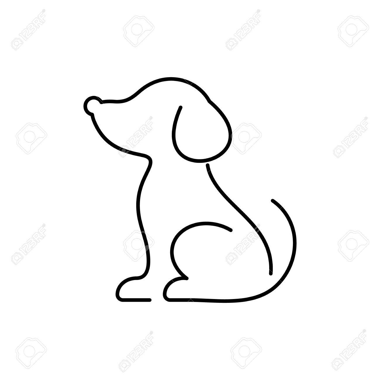 分離されたシンプルな黒いベクター犬細い線アイコン のイラスト素材 ベクタ Image