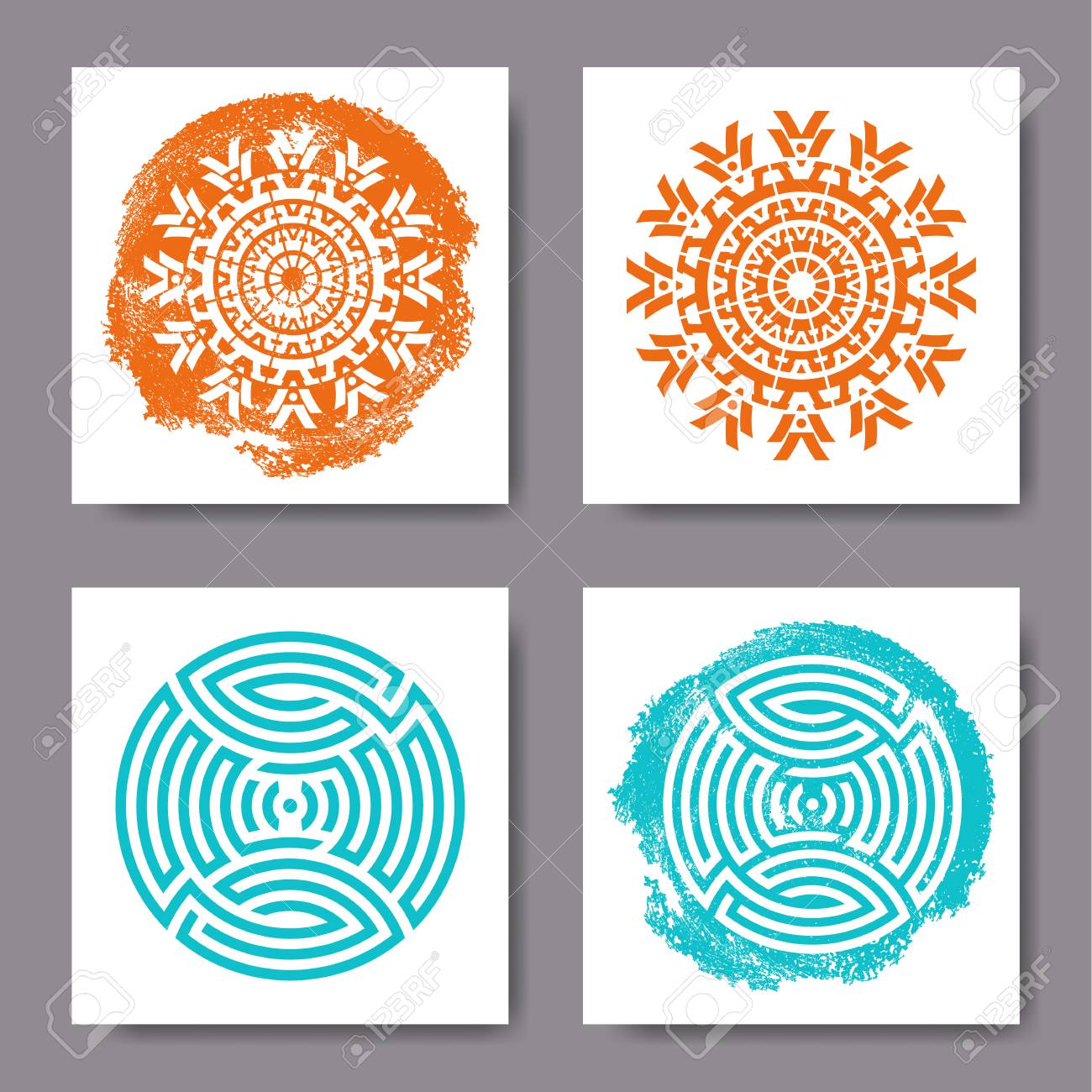 Vector Card Design Oriental Mandala Royalty Free Klipartlar