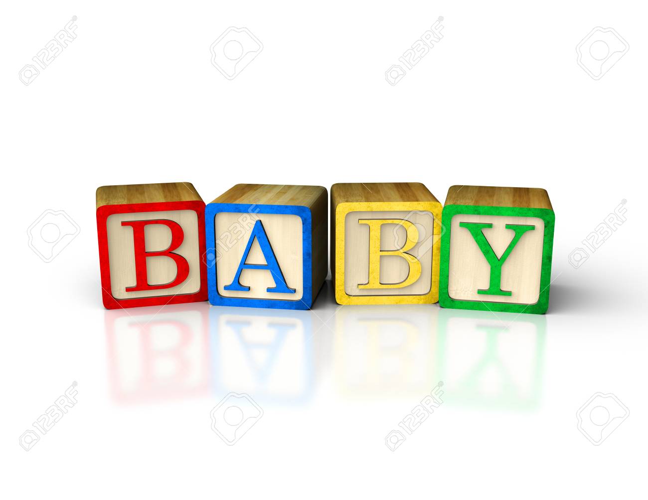 3d Alphabet Baby Block Made Of Wood On Reflective White Background Stock Photo Picture And Royalty Free Image Image 99964765