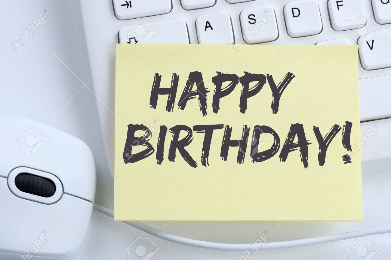 happy birthday greetings celebration office computer keyboard stock happy birthday office