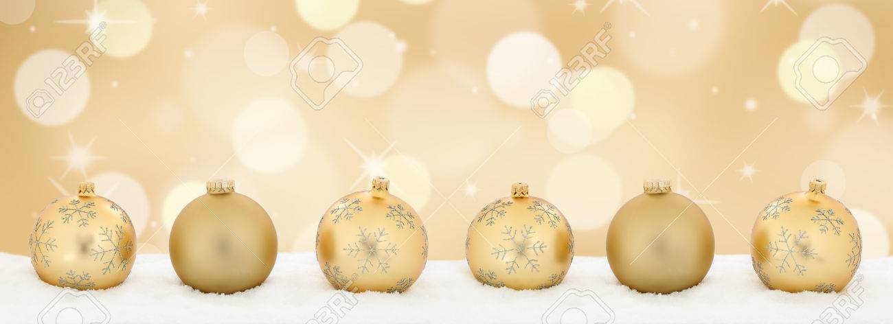 Boules De Noël Or Or Bannière Décoration Fond Copyspace Copie Espace Texte