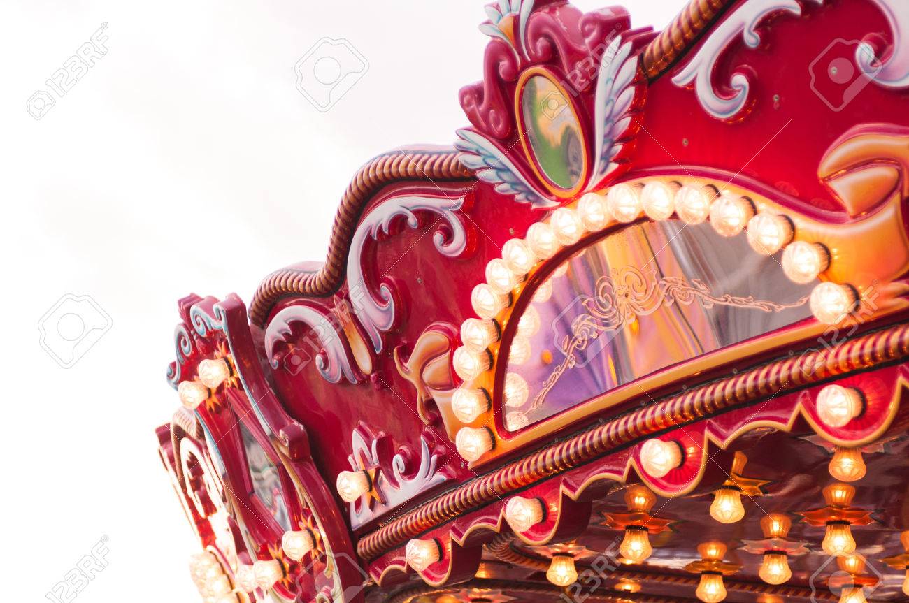 close up of carnival carousel swing ride at fair stock photo