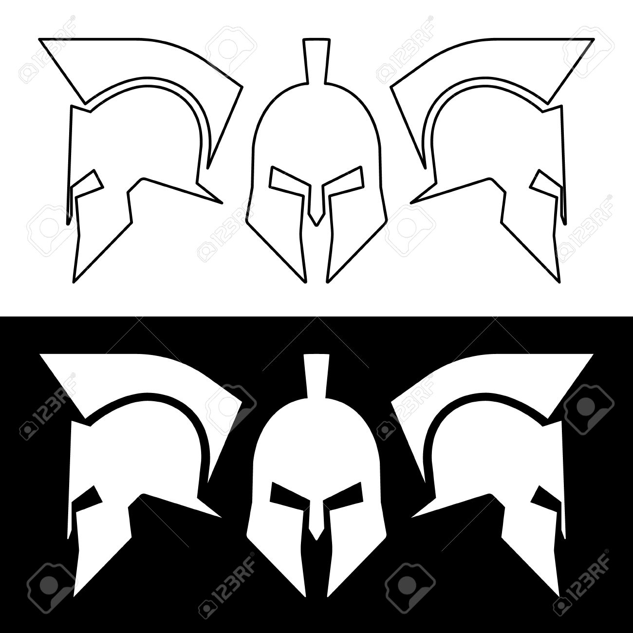 ancient roman or greek helmet helmets front and side view silhouette line design - Ancient Rome Designs ancient roman or greek helmet helmets front and side view silhouette line design - Ancient Rome Designs