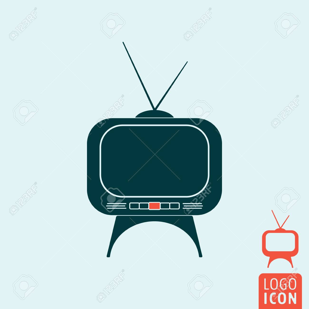 As Seen On Tv With Retro Television Icon Royalty Free SVG