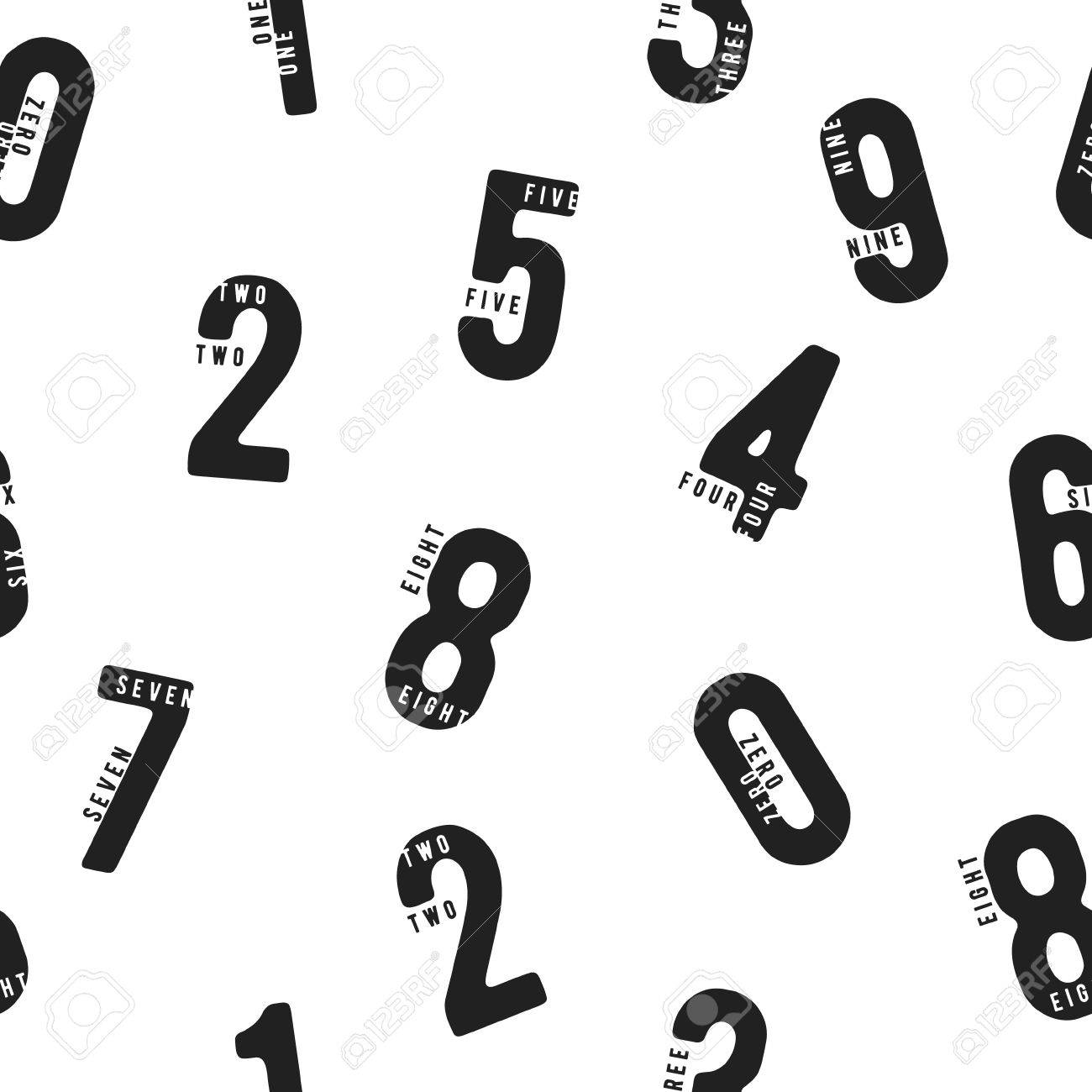 数字でのシームレスなパターン 白い背景の数 0 1 2 3 4 5 6 7 8 9 ベクトルの図 のイラスト素材 ベクタ Image