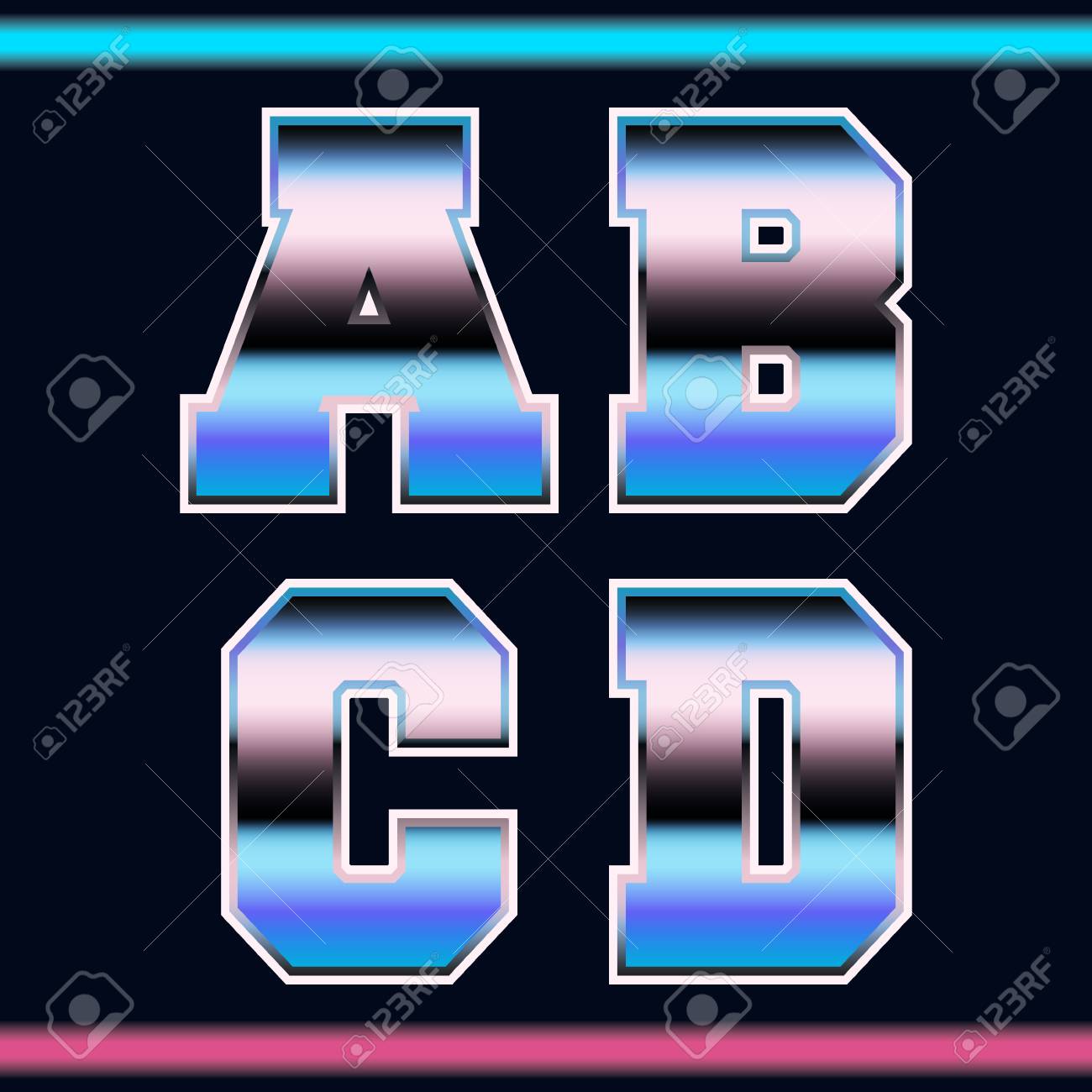 letter font template 80s retro style set of letters a b c retro game font