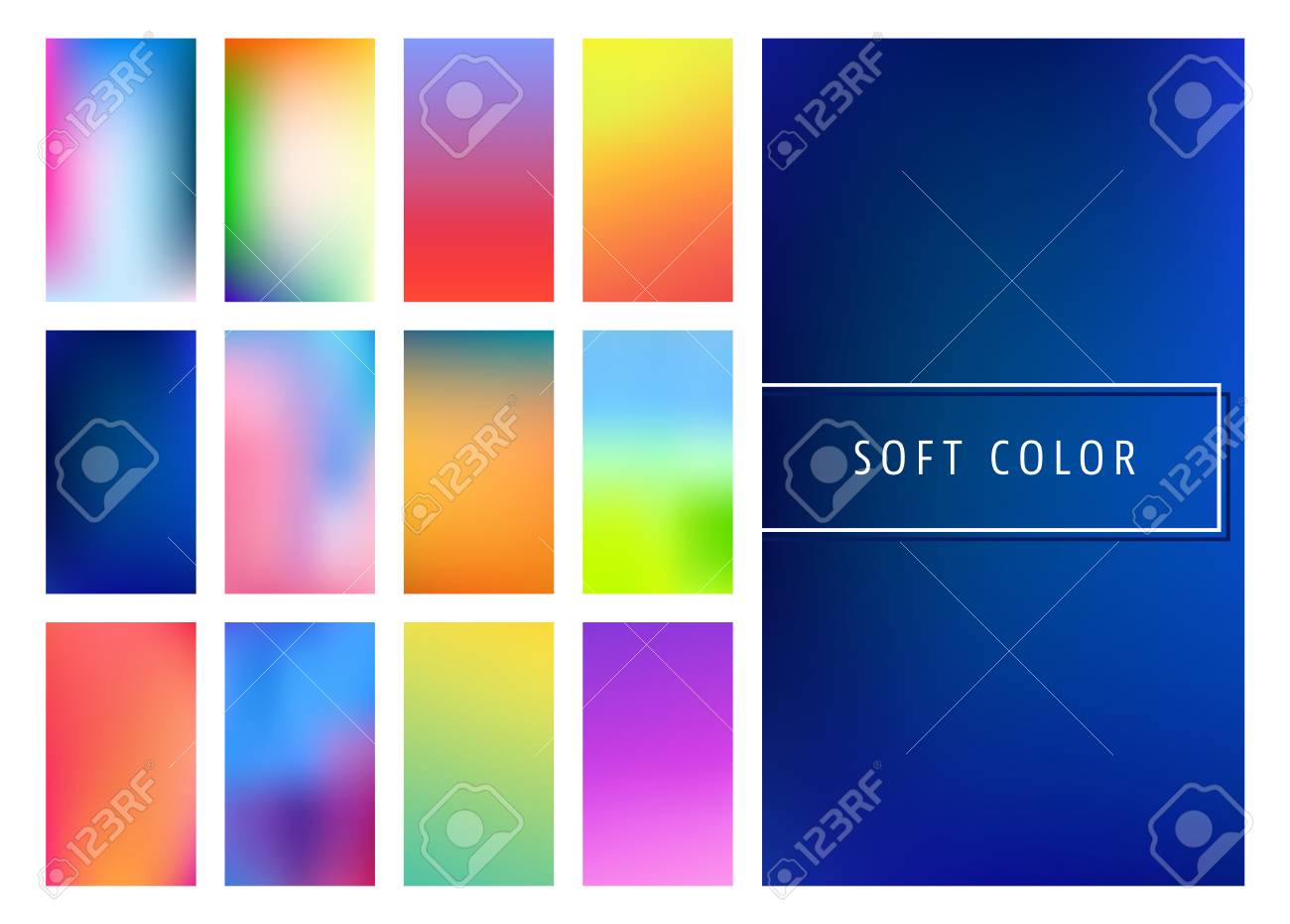 Set Of Soft Color Gradients Background For Mobile Screen App