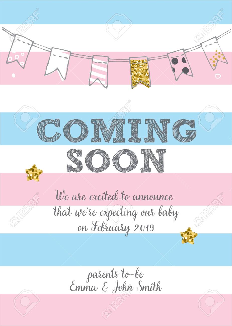 Coming Soon Baby Birth Announcement Card Vector Design Royalty Free Cliparts Vectors And Stock Illustration Image 148819407
