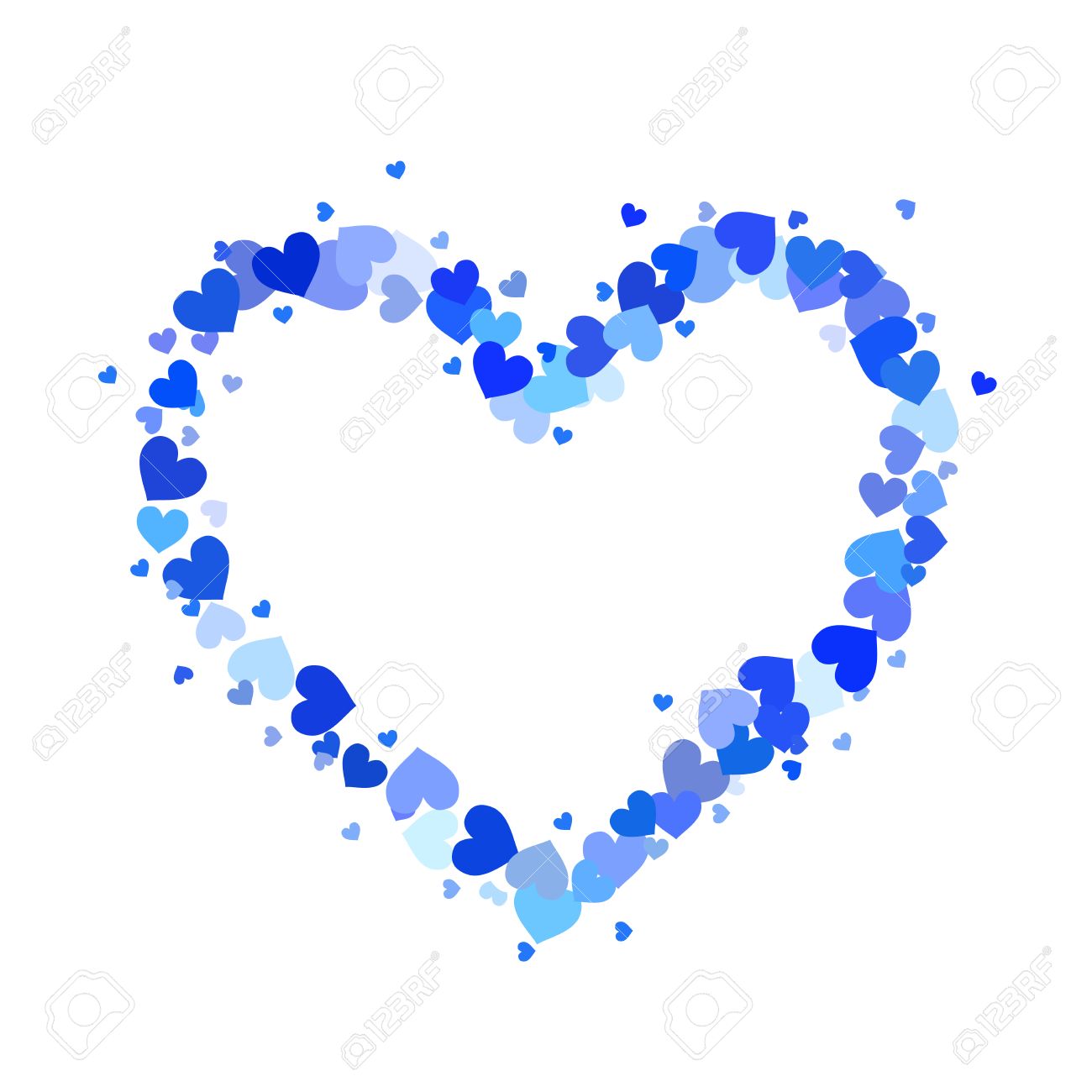heart contour made up of little cyan and blue hearts isolated blue hearts pics