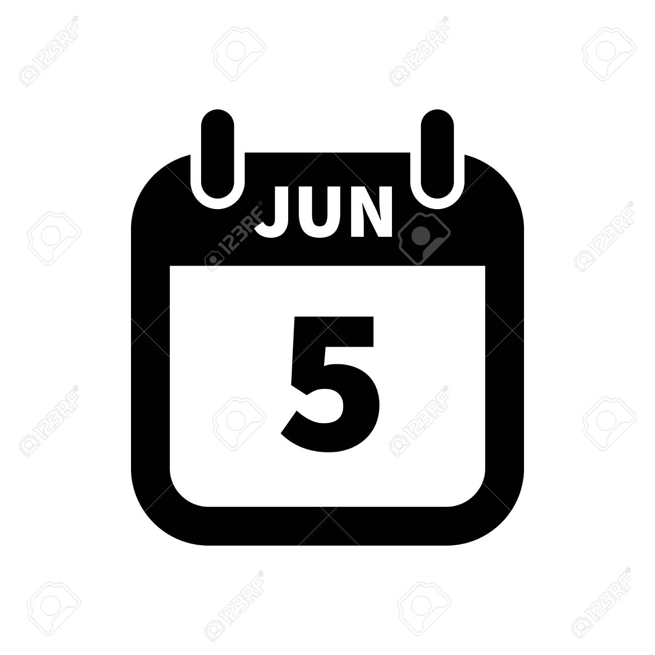 6 月 5 日にシンプルな黒のカレンダー アイコンが白地日付します のイラスト素材 ベクタ Image