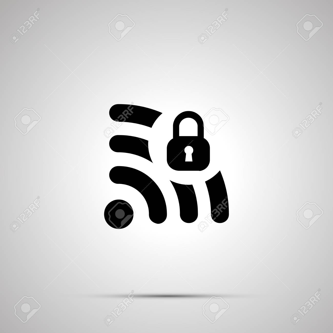 安全なwifi信号シルエット 影とシンプルな黒のアイコン のイラスト素材 ベクタ Image