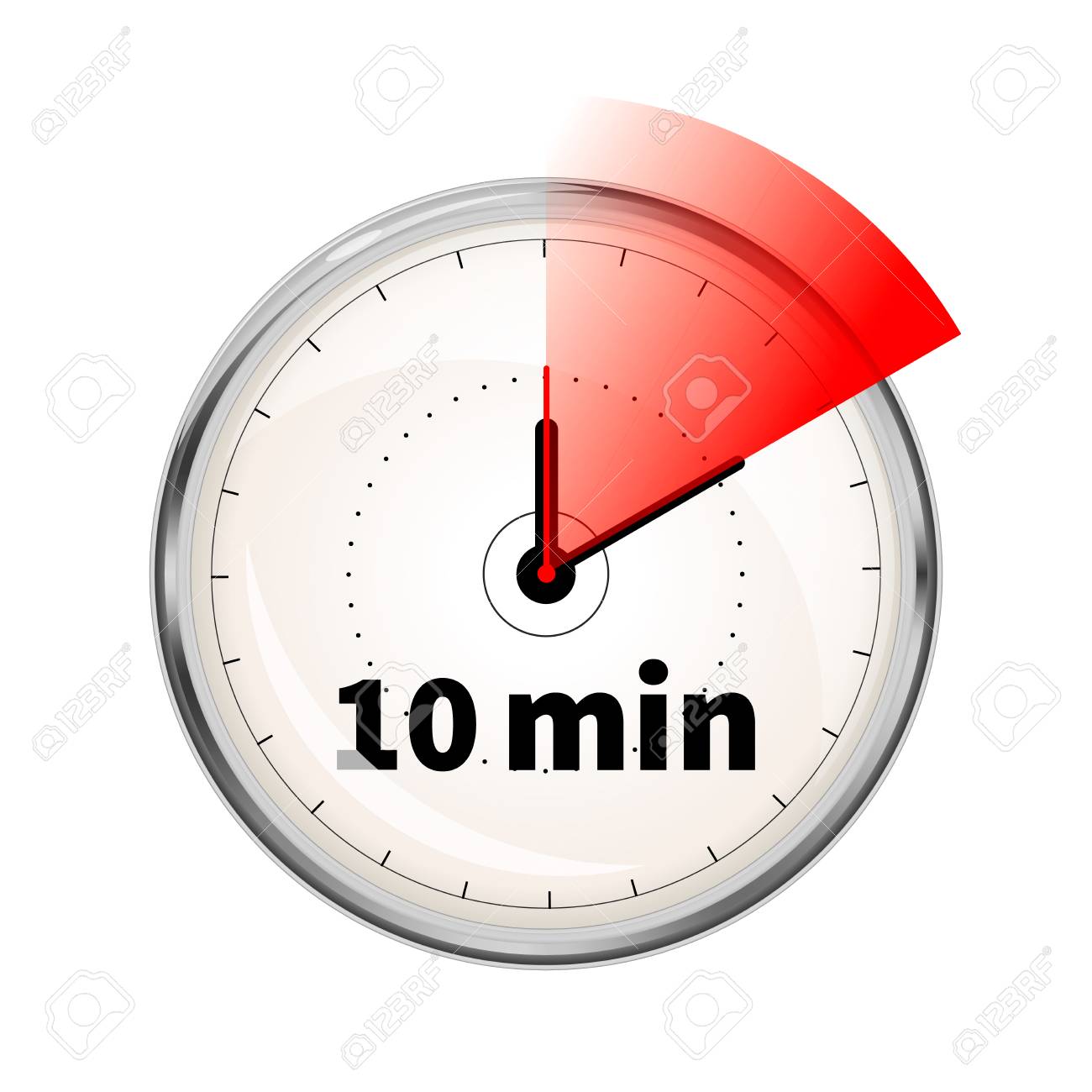 realistic clock face with ten minutes timer isolated on white ten min timer