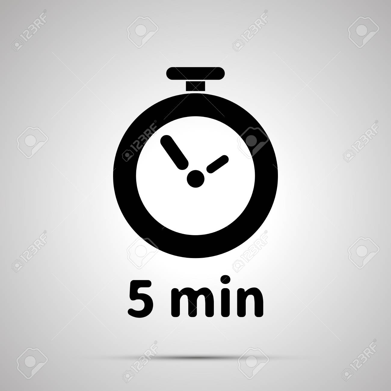 five minutes timer simple black icon with shadow ロイヤリティフリー