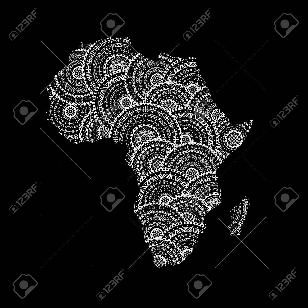 vector silhouette of africa and madagascar map from black and