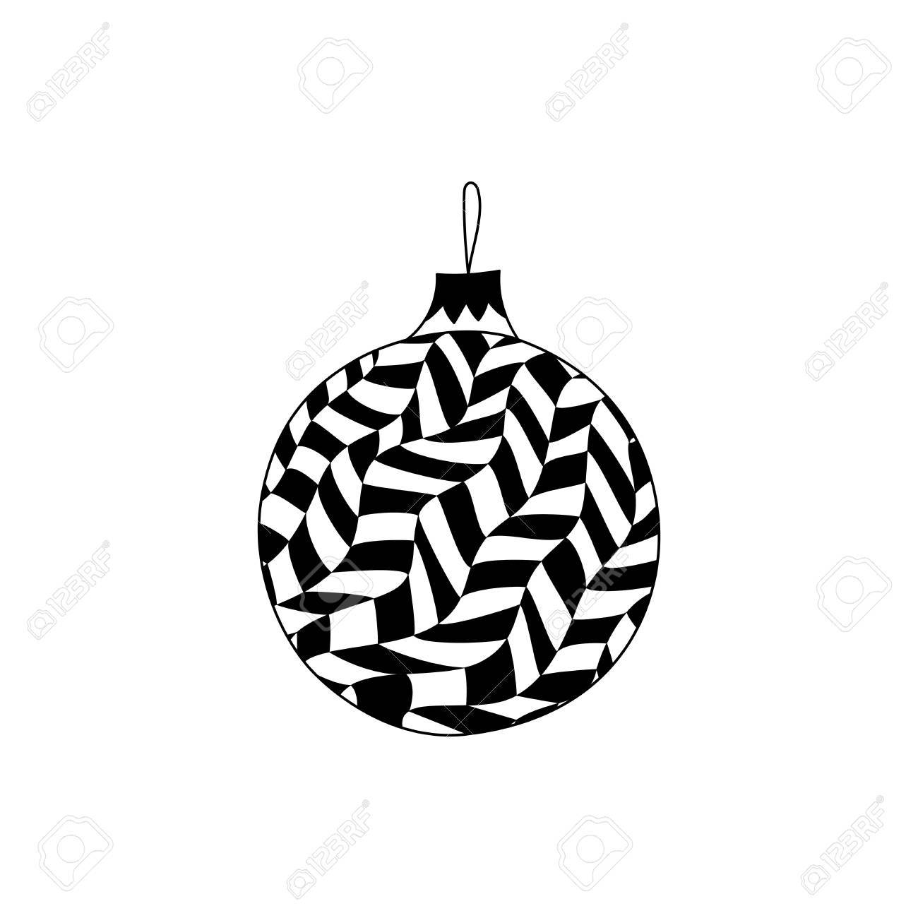 Jouet De Boule De Noël Dessinés à La Main Vector Avec Style Zentangle Livre De Coloriage De Noël