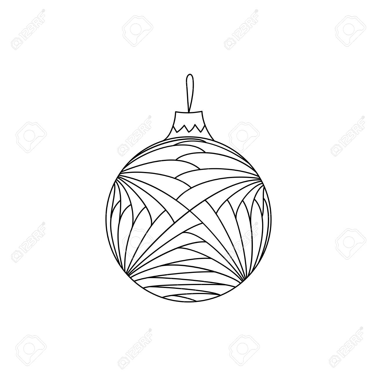 ベクトル手描き落書きクリスマスボールのおもちゃ クリスマス塗り絵ブック のイラスト素材 ベクタ Image