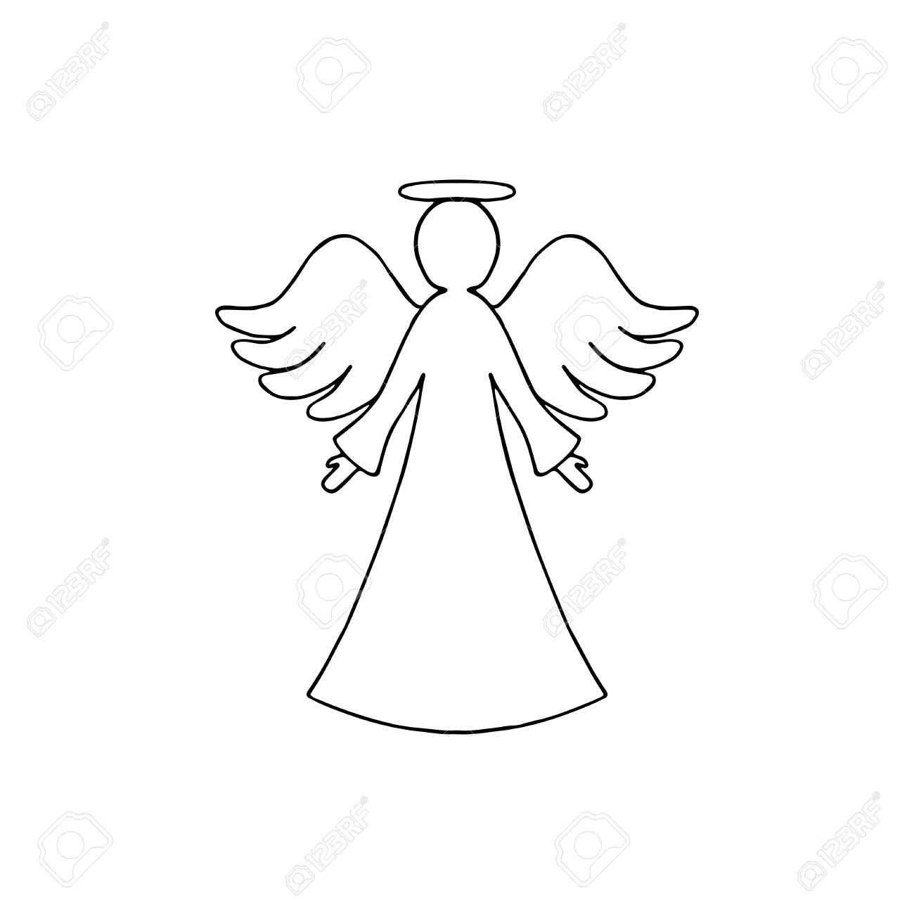 angel outline clip art black and white