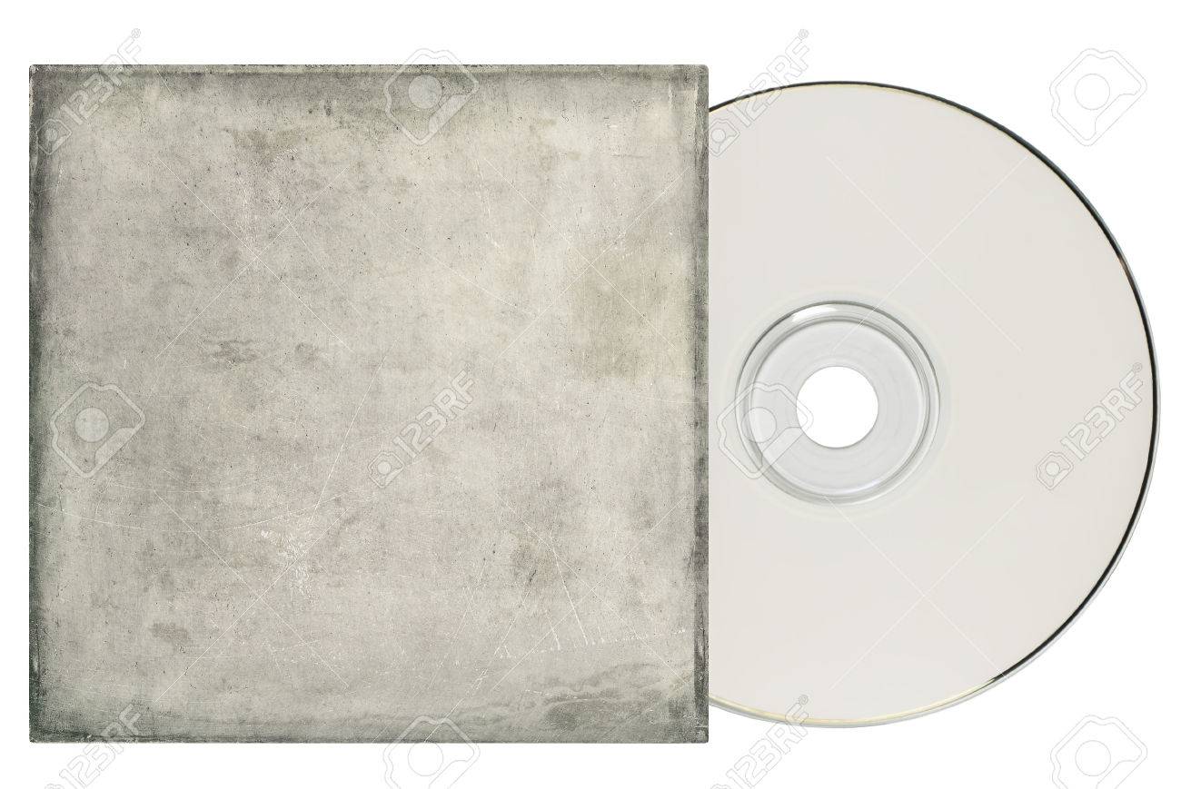 空白の背景とコピーに汚れた 白のスリーブが付いた Dvd Cd の写真素材 画像素材 Image