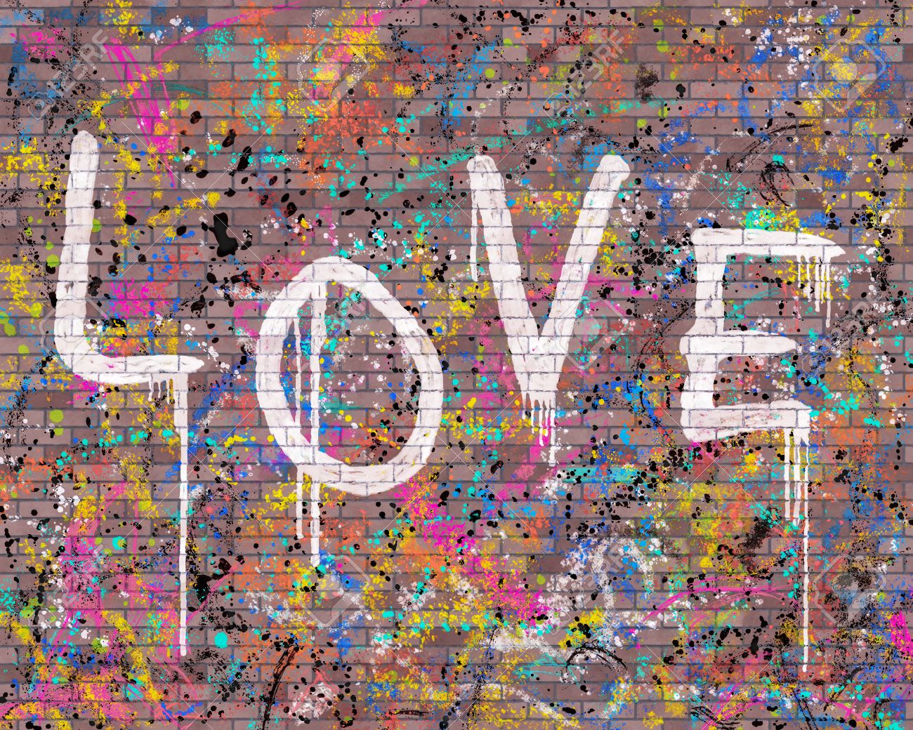 Ilustracion De La Pintura De Graffiti En Una Pared De Ladrillo Con