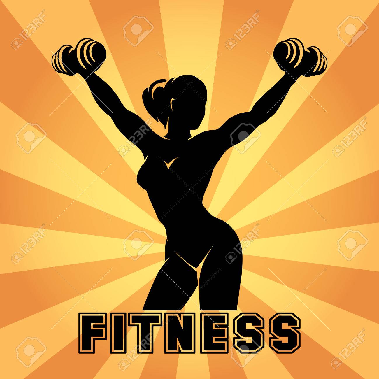 Fitness Club And Gym Emblem Or Poster Design. Silhouette Of Athletic Woman  With Dumbbells. Free Font Used. Royalty Free SVG, Cliparts, Vectors, and  Stock Illustration. Image 51325372., image size:1300x1300