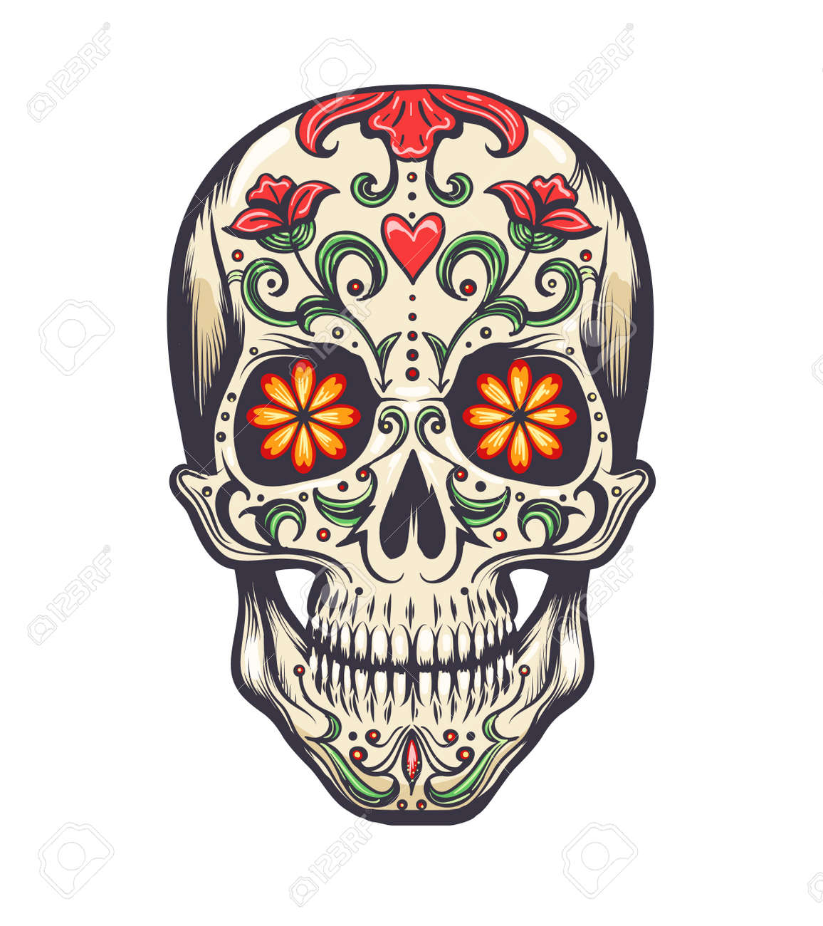 死者の日（ディアデロスムエルトス）のシュガースカル、またはカラベラ