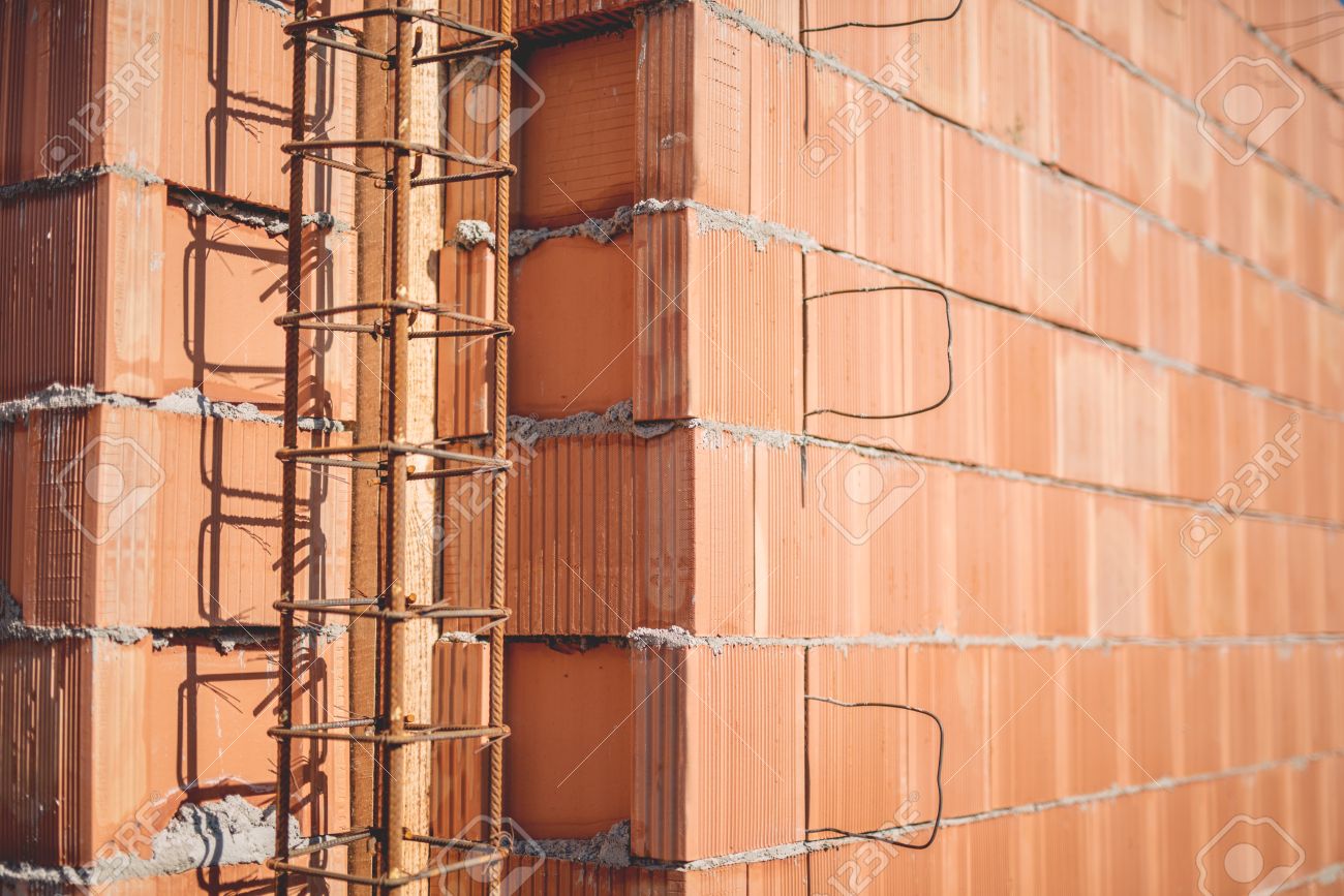 Barras De Acero De Refuerzo En Columnas Paredes Y Capas De