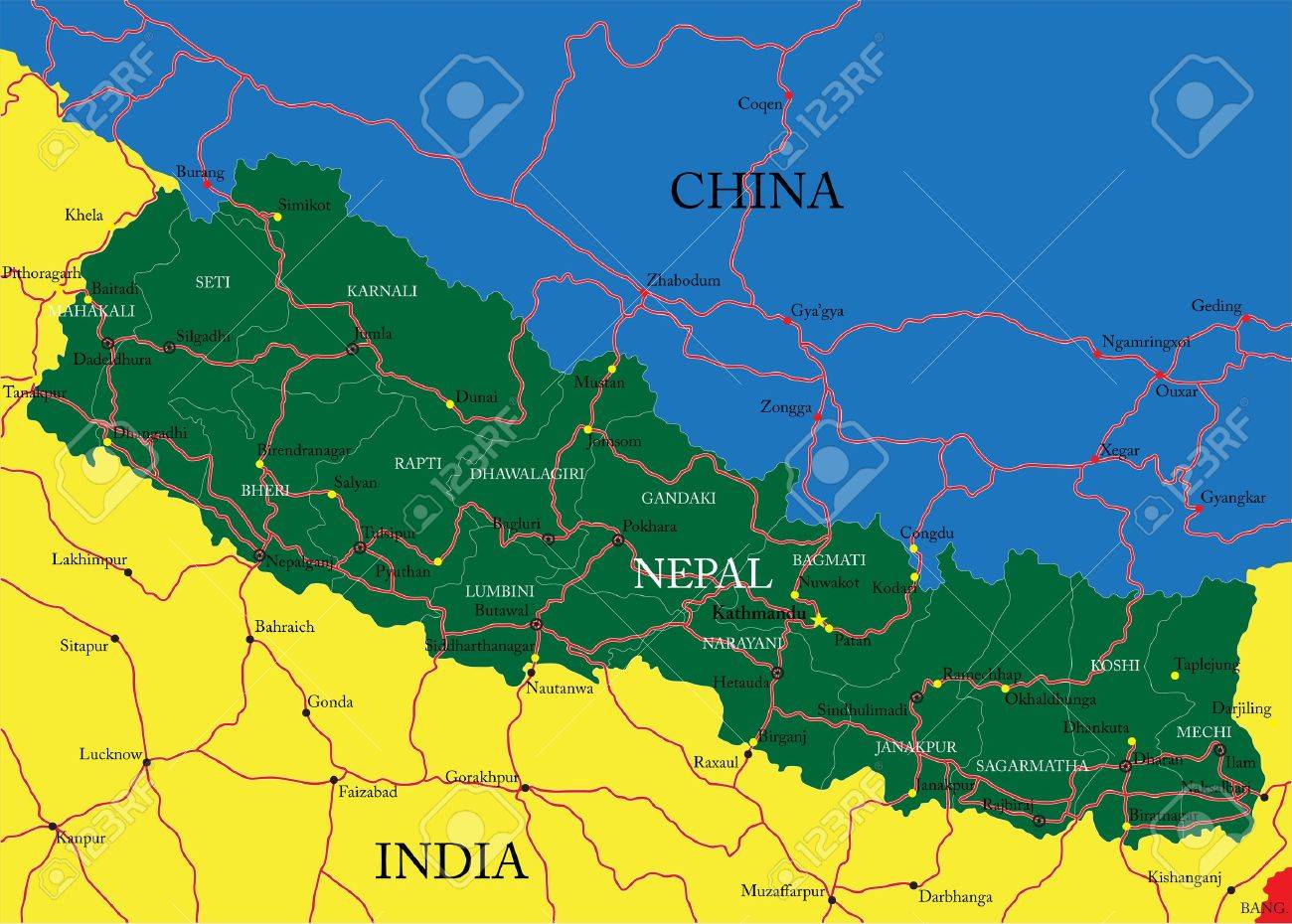 Bihar And Nepal Map Nepal Map Royalty Free Svg, Cliparts, Vectors, And Stock Illustration.  Image 19116923.