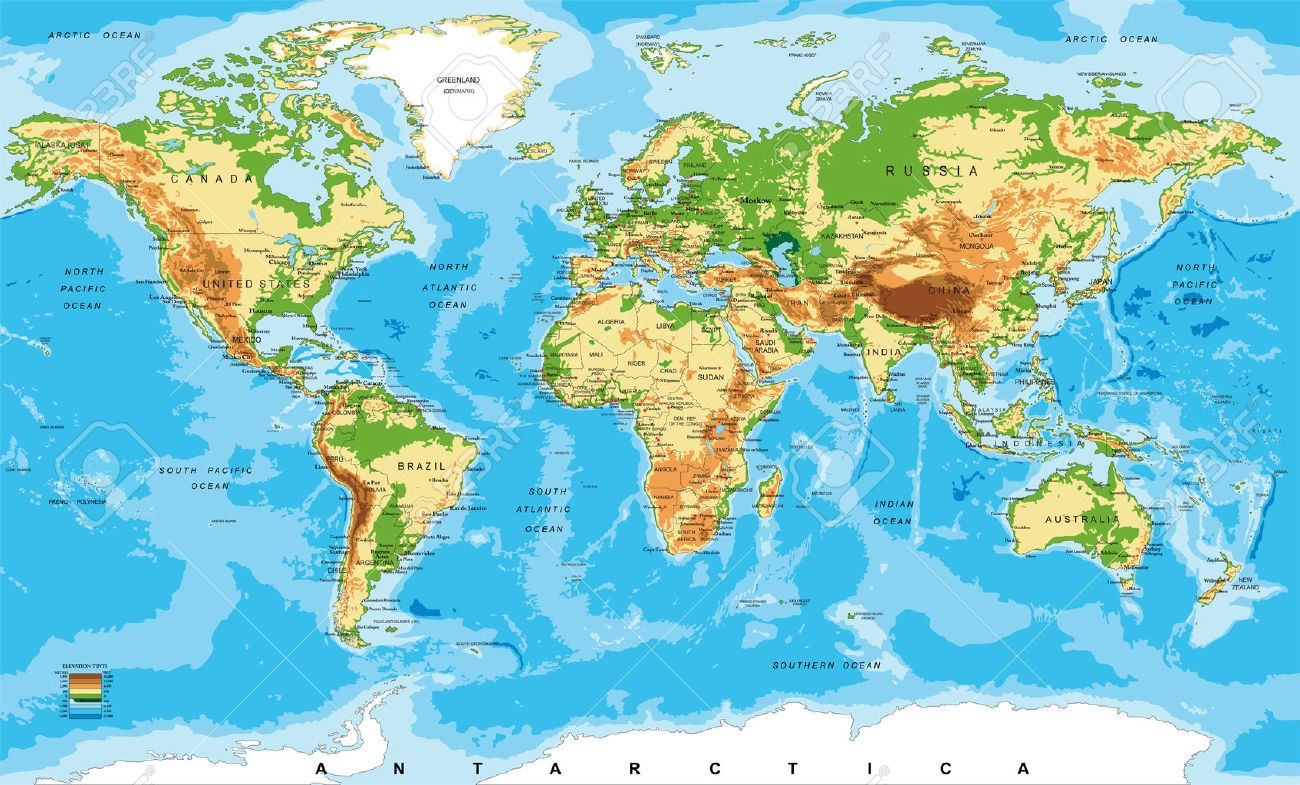 Physical map of the world - 48104720