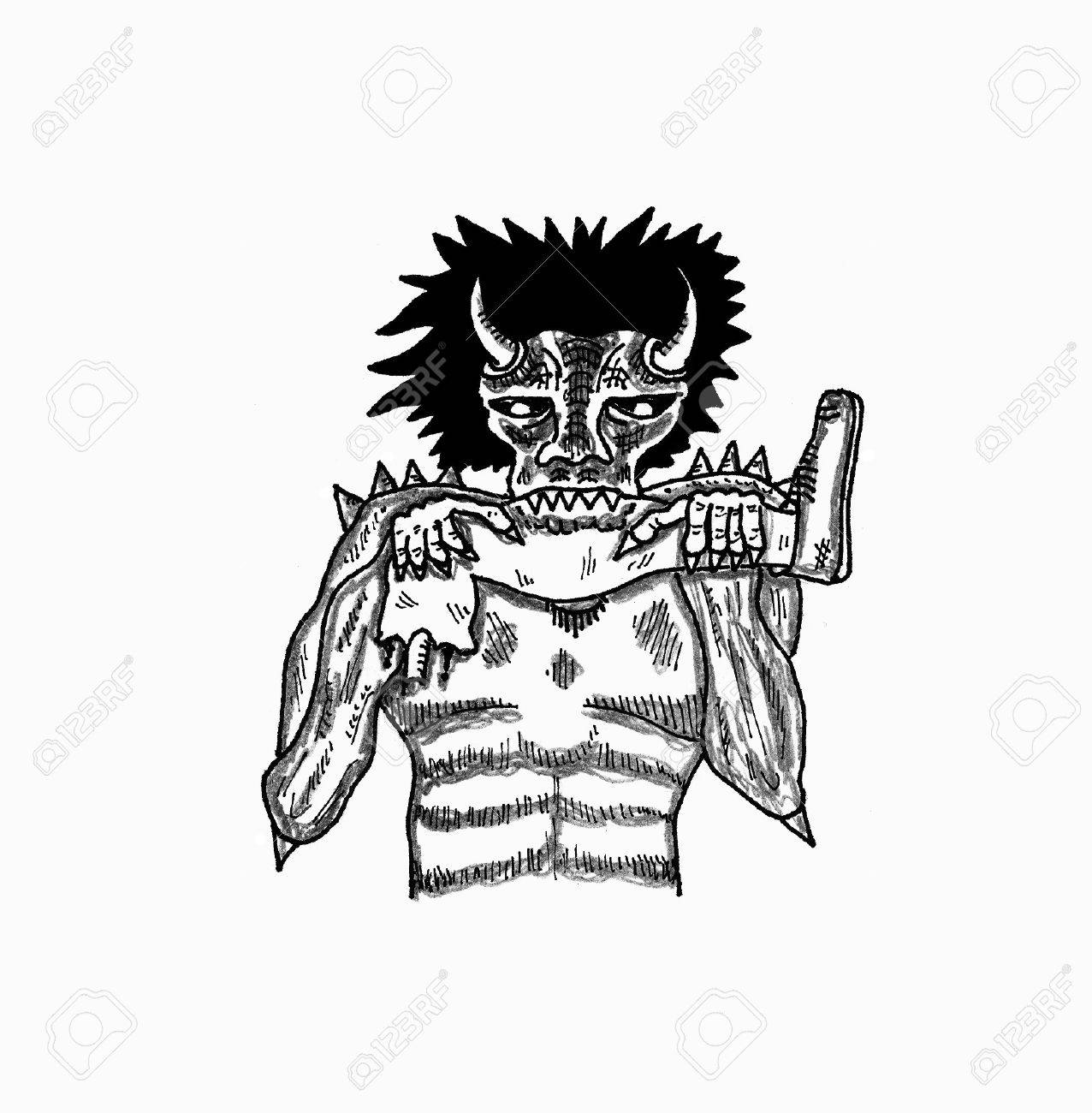 悪魔を食べて足のイラスト素材 ベクタ Image