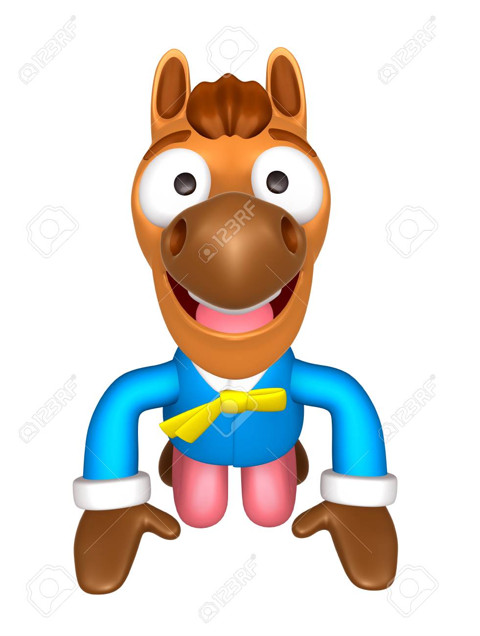 韓国伝統的な 3 D 馬マスコットは丁寧な挨拶です 3 D 動物キャラクターのデザインのシリーズ の写真素材 画像素材 Image