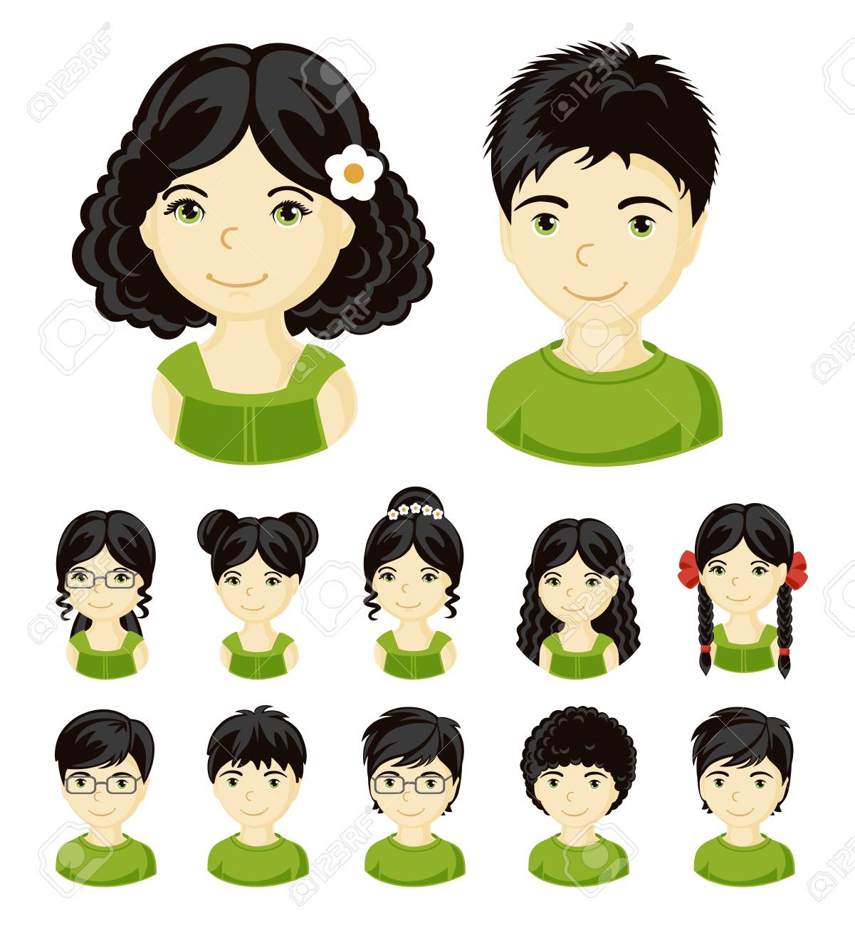 Children Face Set Vector Illustration Set Of Different Avatars Royalty Free Cliparts Vectors And Stock Illustration Image