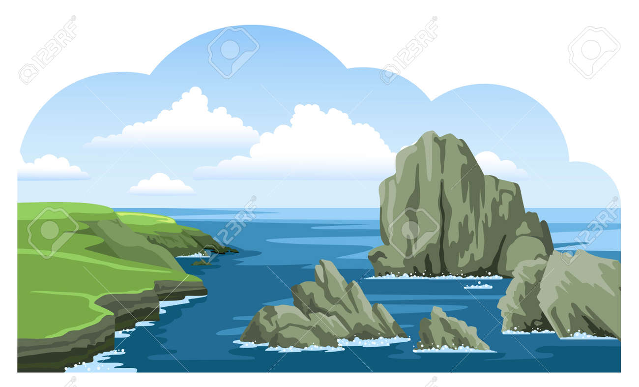 海の波手描きスケッチ ベクトル イラスト 自然 | Premium AI生成