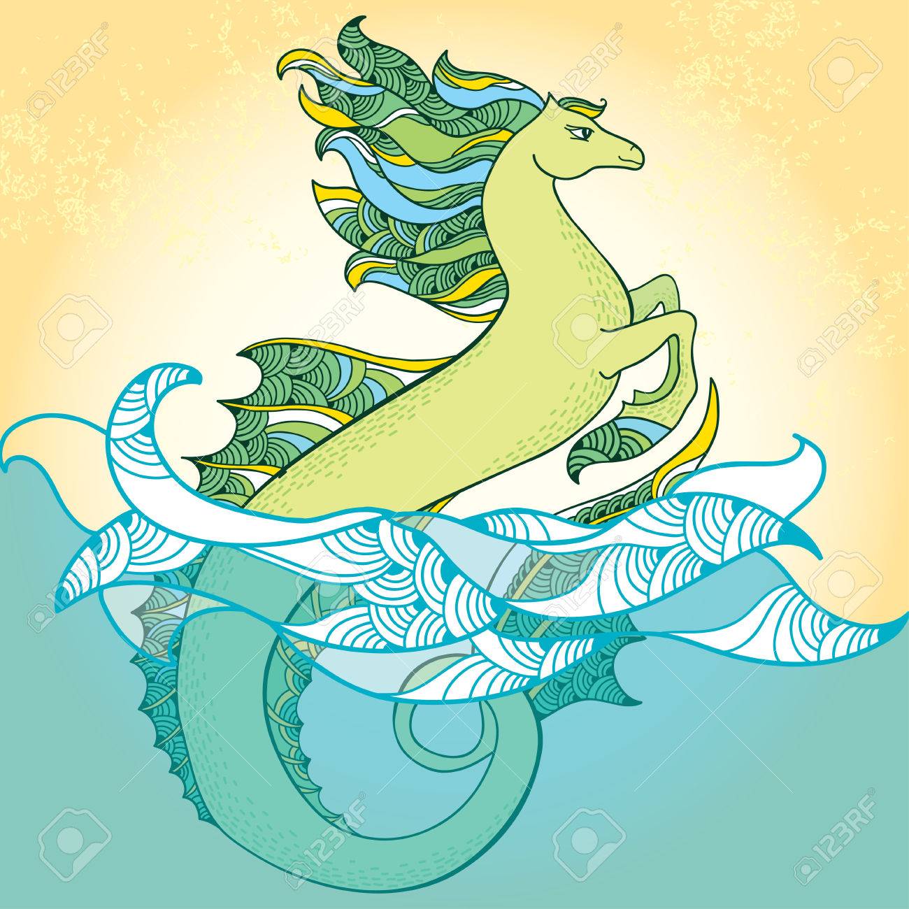 海の馬 神話の海馬 神話の生き物のシリーズ のイラスト素材 ベクタ Image
