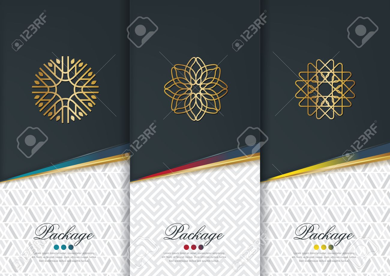 Vector set of templates packaging,black labels and frames for packaging for luxury products in geometric trendy linear style,identity,branding,golden pattern in trendy linear style,vector illustration - 63977824 Vector set of templates packaging,black labels and frames for packaging for luxury products in geometric trendy linear style,identity,branding,golden pattern in trendy linear style,vector illustration - 63977824
