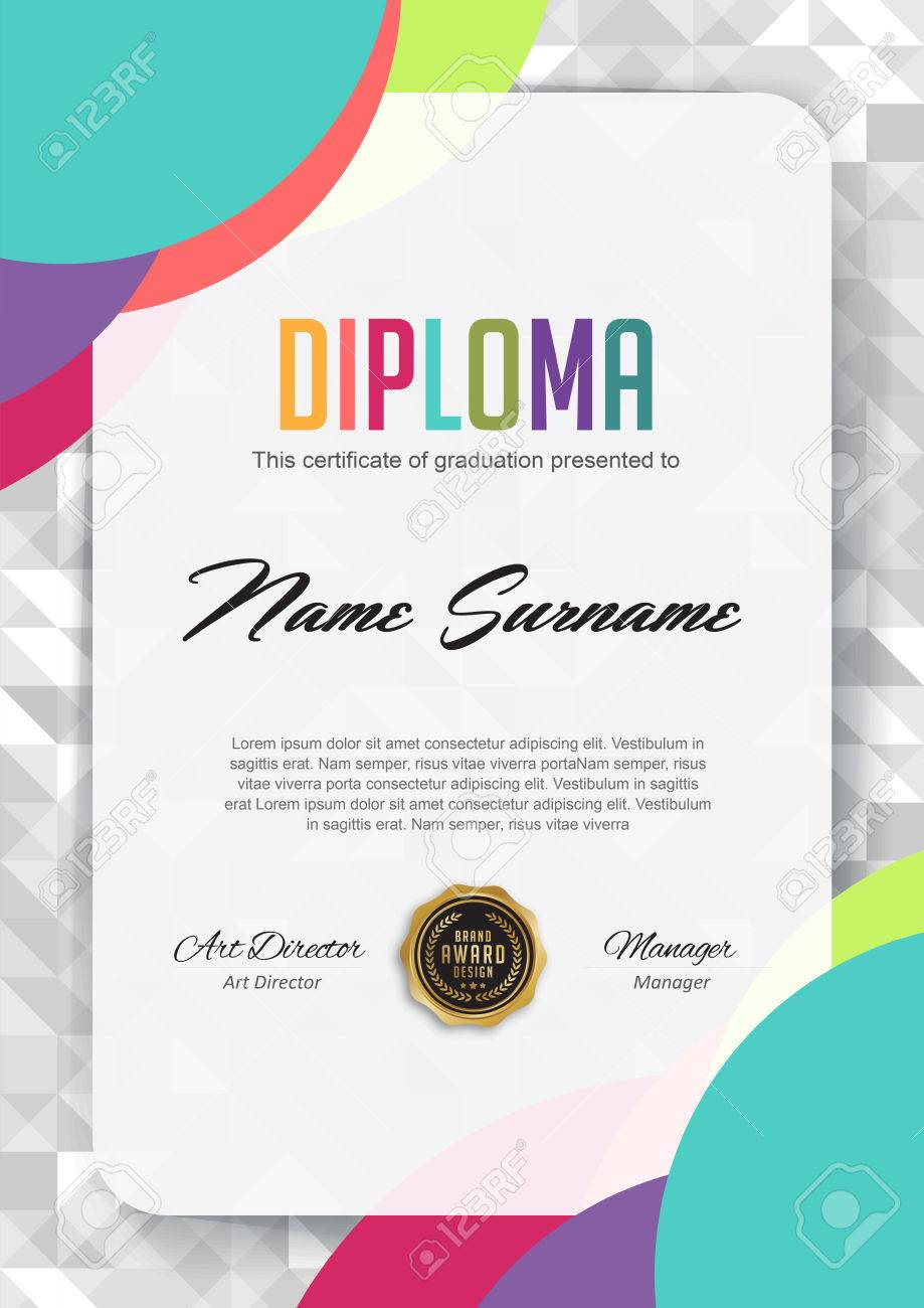 preschool kids diploma certificate background design template