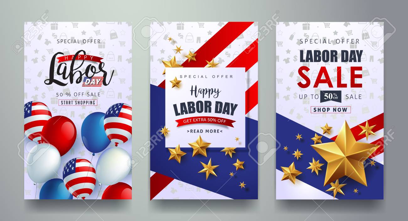 labor day sale promotion advertising banner template decor with